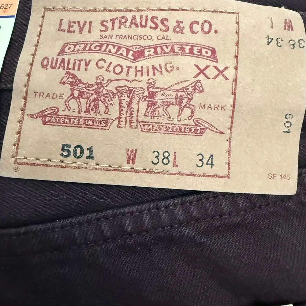 Vintage 1997 Levi's 501 Jeans 38x34 Chocolate Brown NWT Made in Canada Stamp 216